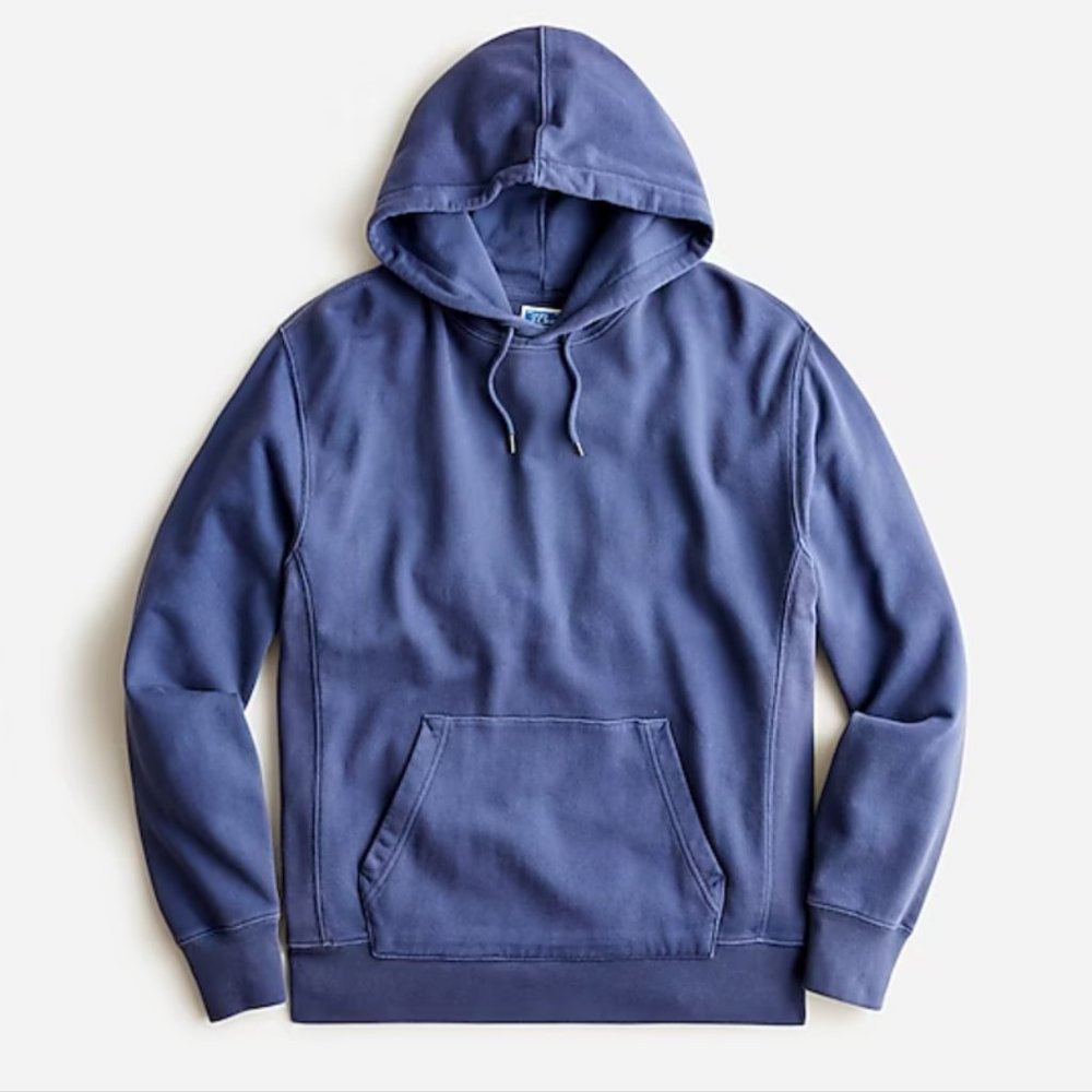 NWT J Crew Garment-dyed french terry hoodie Medium Blue Navy